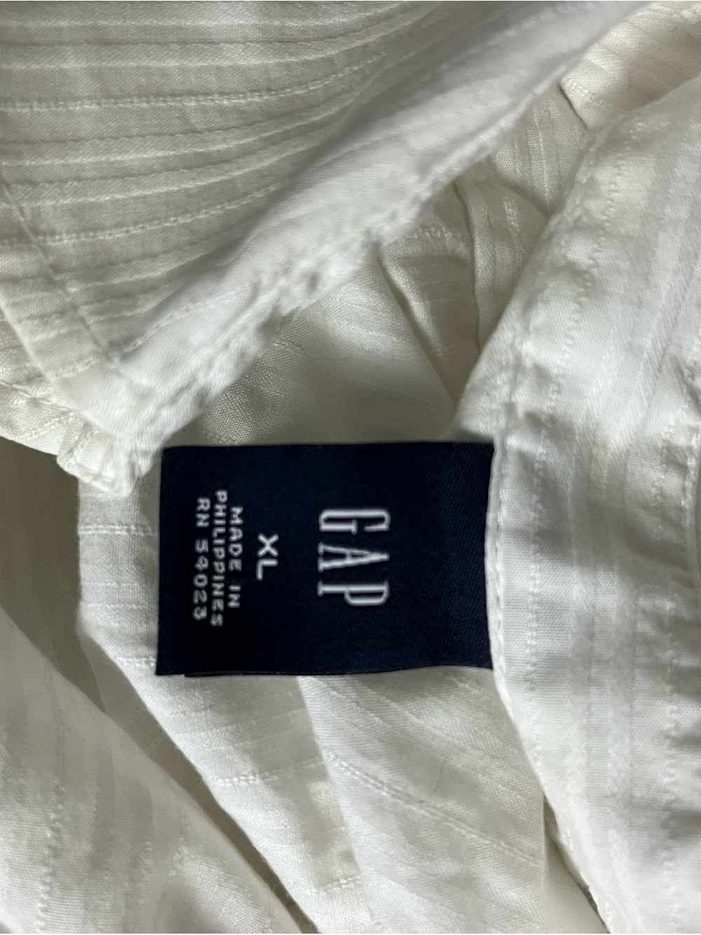 GAP White Long-Sleeve Button Shirt Stripe Textured - Picture 9 of 12